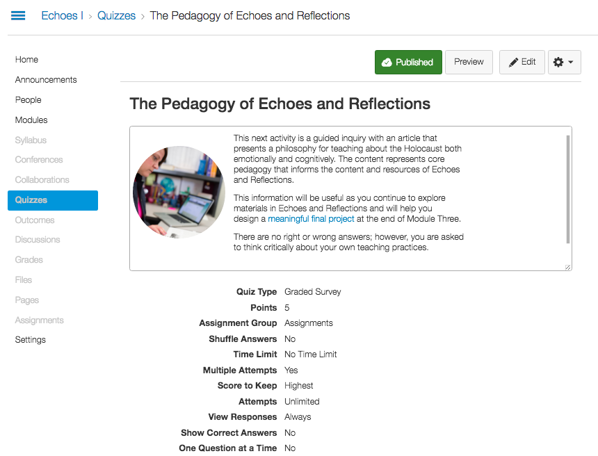 Online Professional Development in Holocaust Education introduces educators to sound pedagogy