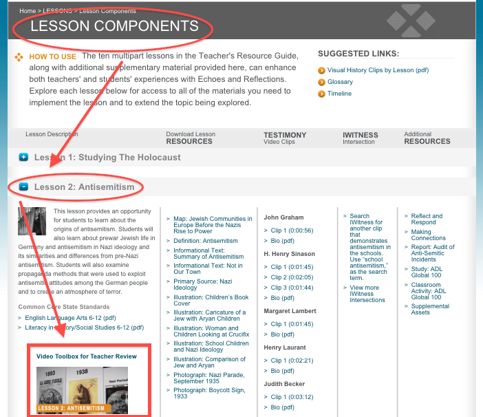 Yad Vashem Video Toolbox available on Lesson Components page