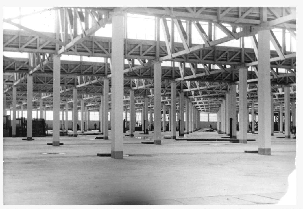 Auschwitz, Poland, 1941, Construction of the Krupp factory, to the west of Camp I. (The factory building was turned over to the Weichsel-Union-Metallwerke, who operated the facility from October 1943 to make ammunition. The women smuggled gunpowder from this factory). Yad Vashem Archival Signature 951; Album FA157/165