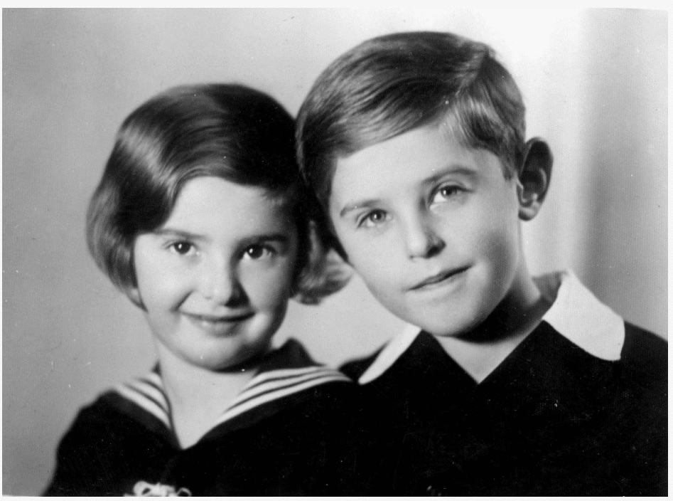 Prague, Czechoslovakia, Petr Ginz (on the right) with his sister Eva (Chava) Pressburger Ginz (the submitter), 10/11/1934. Yad Vashem Archives 6352/3